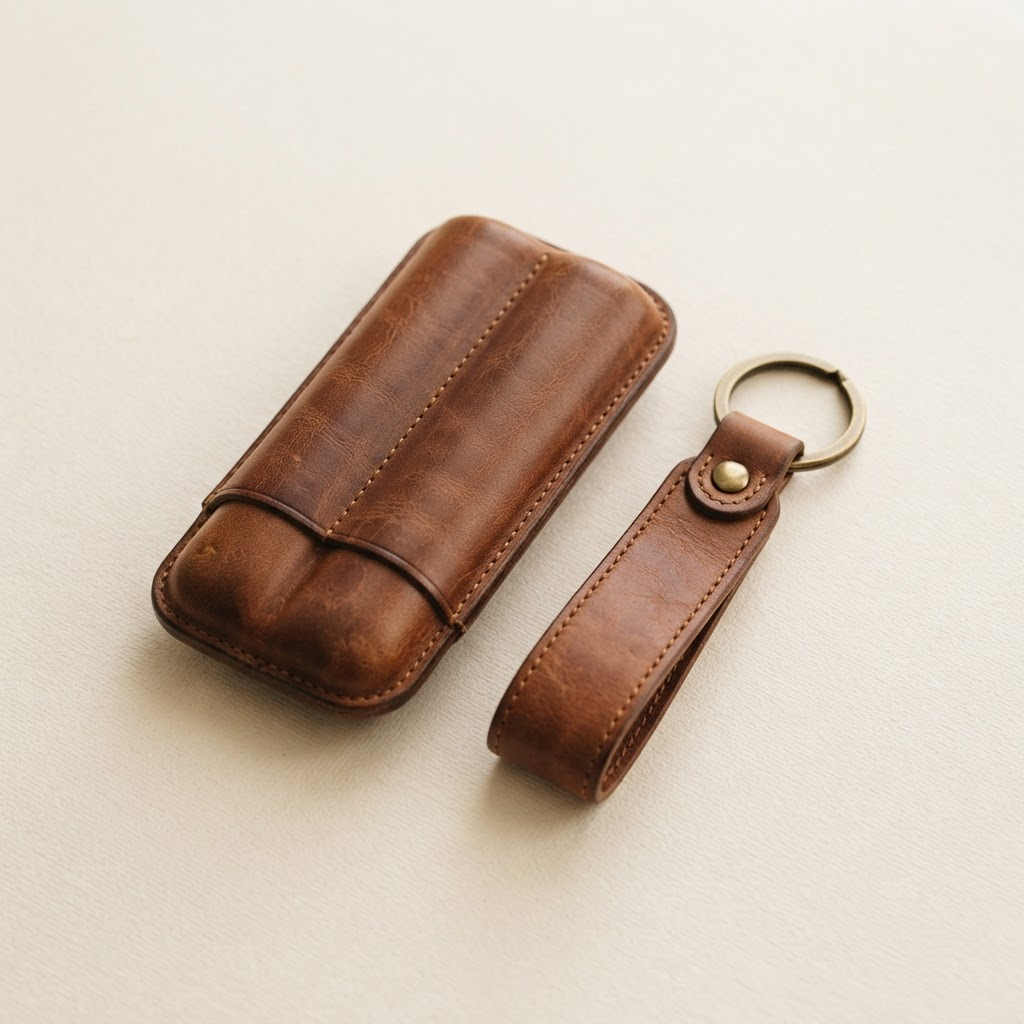 Leather Cigar Case & Fob